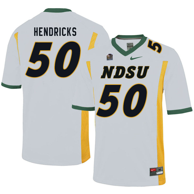 Men #50 Dylan Hendricks North Dakota State Bison College Football Jerseys Sale-White